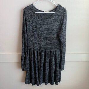 Brave Soul Gray & Black Heathered Long Sleeve Mini Dress